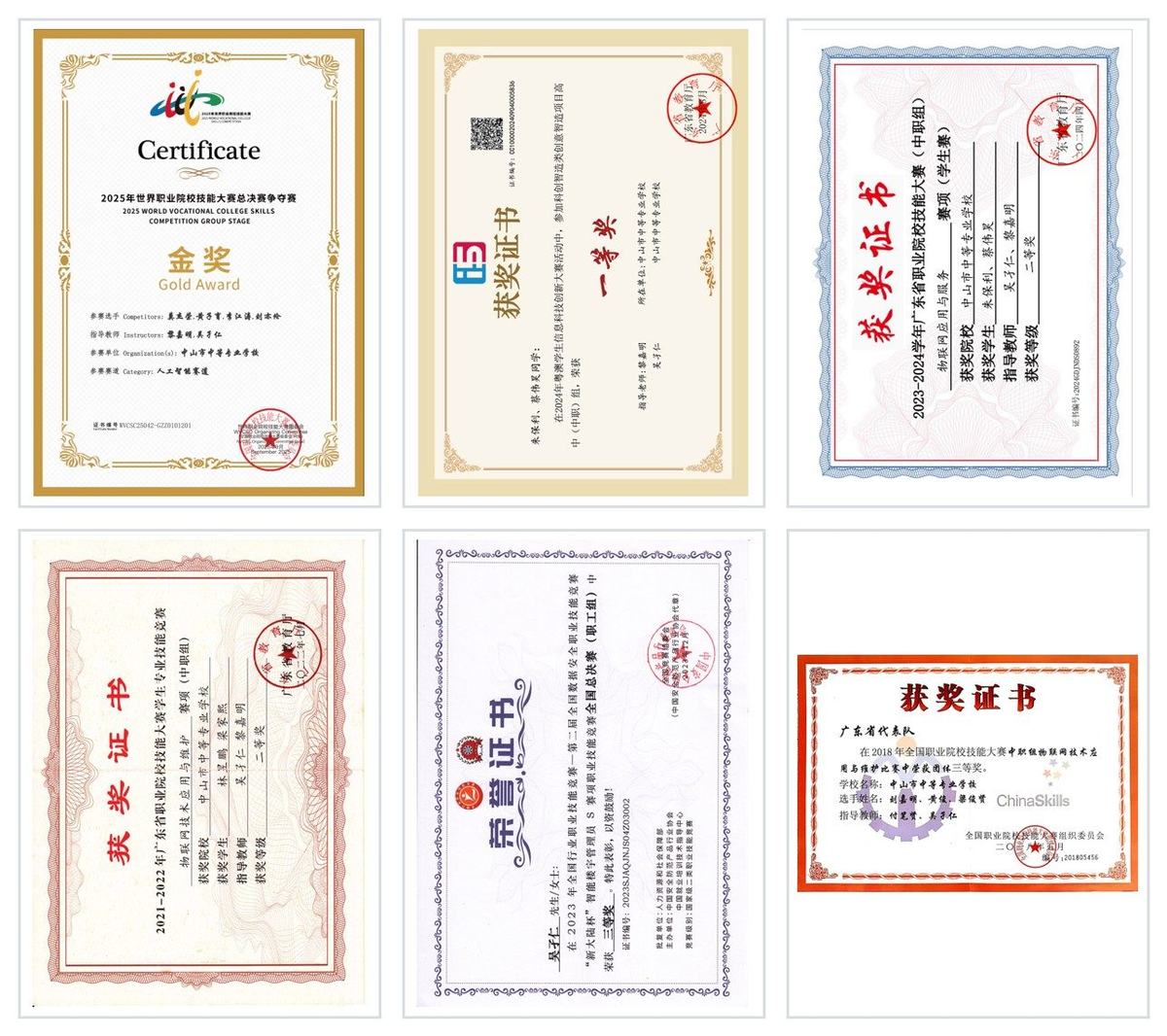 获奖证书