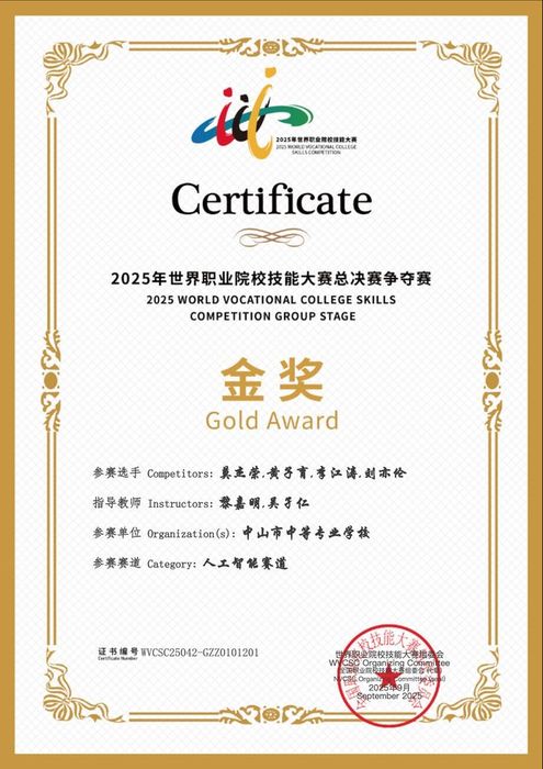 获奖证书